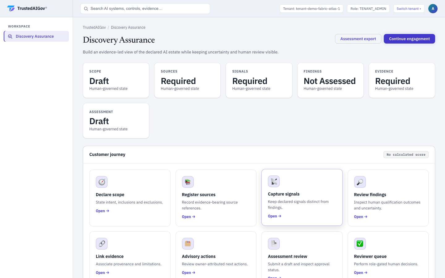Discovery Assurance workspace