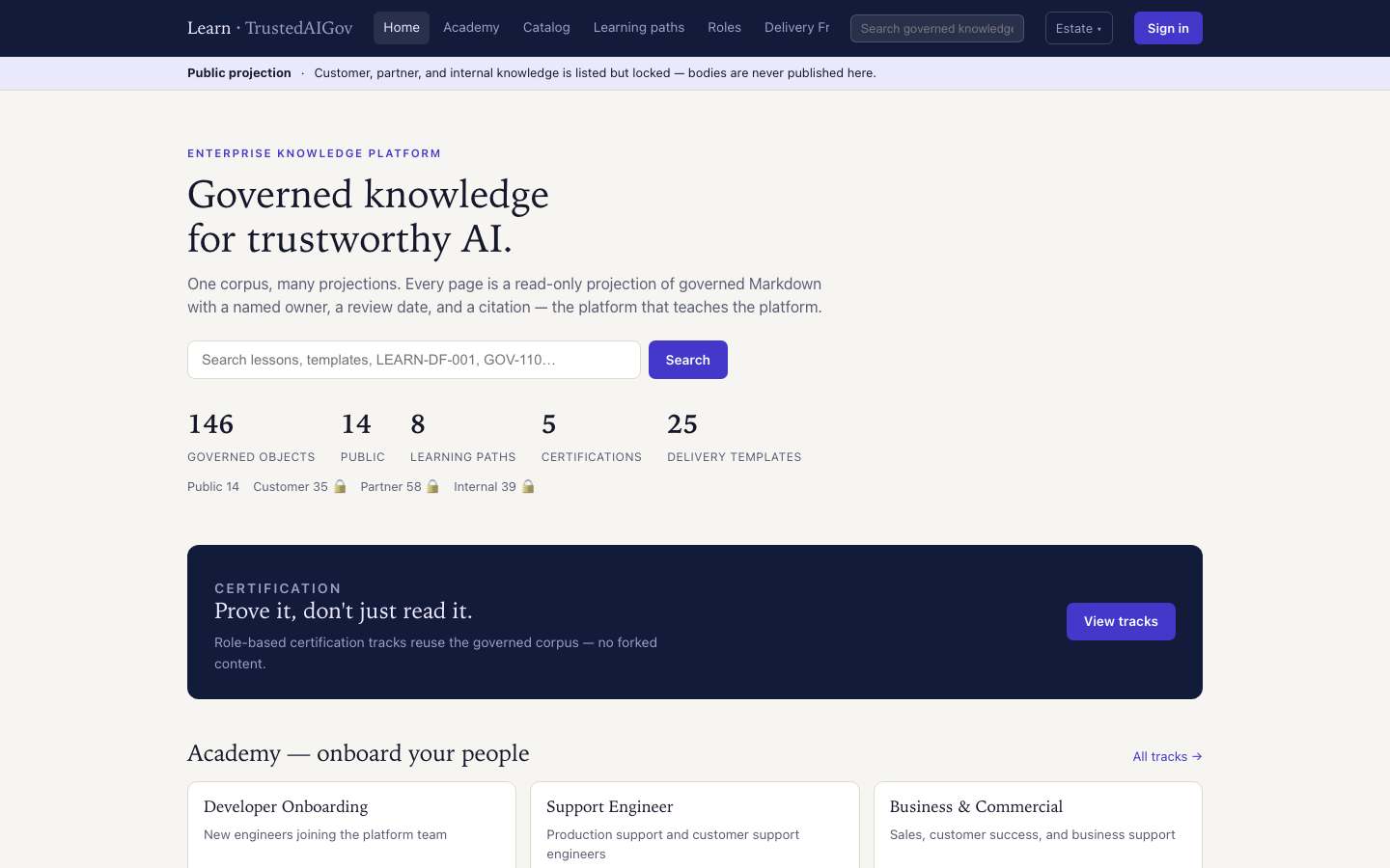 Learn portal homepage
