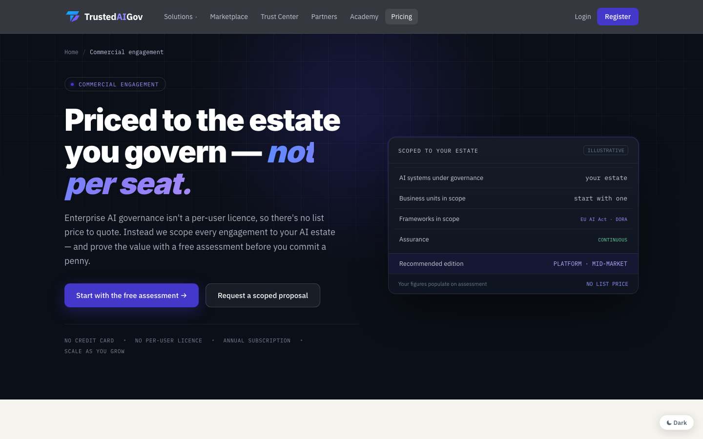 Commercial engagement page